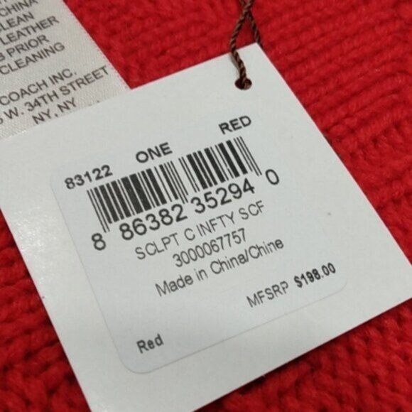 NEW, Coach Cashmere Wool Blend Signature Logo Cable Knit Scarf Shawl - Picture 12 of 16